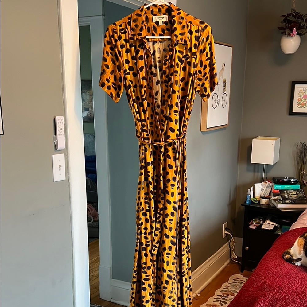Anthropologie Leopard Print Maxi Dress